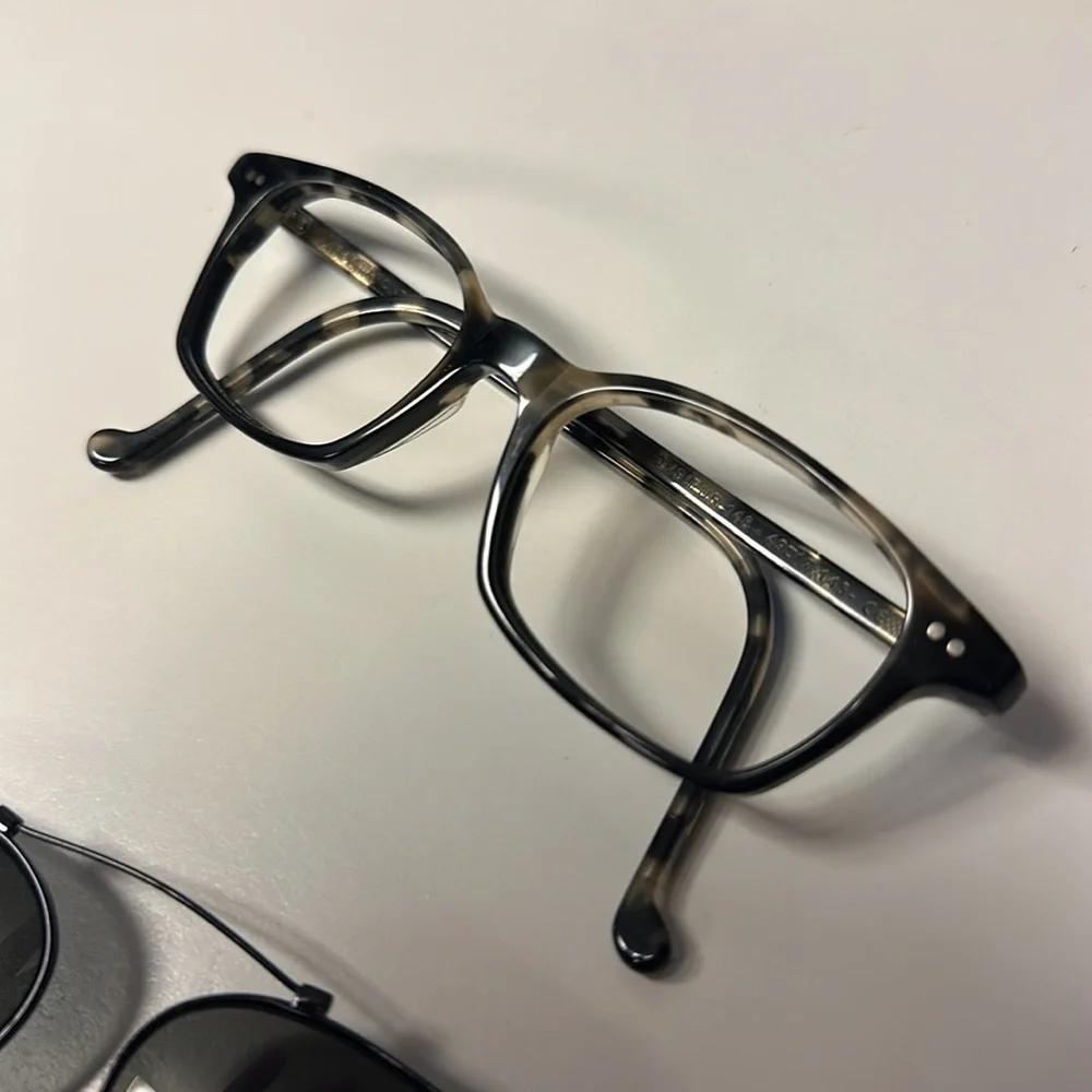 Stylish Black and Gray Glasses with Clip-On Lenses - Picture 3 of 7
